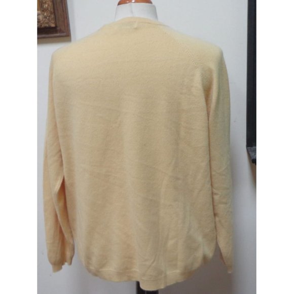 VGUC - COVINGTON Yellow 100% Cashmere V-Neck Sweater - Size XL (46-48) - Picture 4 of 6